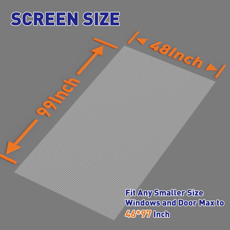 MAGZO Window Screen Replacement Mesh 48"W x 99"L - DIY Adjustable Polyester Pet Proof Screen Door Mesh for Patio Sliding Doors Window Screen Repair Kit, Durable, Washable, White - Image 2